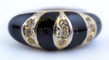 Bizsu gyűrű, zománcozott díszítéssel, méret: 51