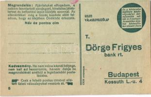 Kezében a Szerencse! Dörge Frigyes bank rt. osztálysorsjáték főárusító sorsjegye. Budapest, Kossuth ...