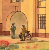 Szabados jelzéssel: Magyar Optikai Művek H épület 1942. Akvarell-tus, papír (hajtott), paszpartuban,...