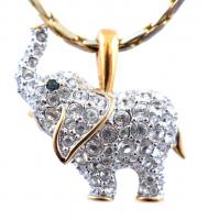 Elefántos bizsu medál láncon, fülbevalóval, virágos medál, stb., jelzett