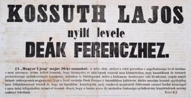 1867 Kossuth Lajos nyílt levele Deák Ferenchez A "Kasszandra levél" melyben figyelmezteti ...