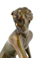 Faun és nő, 2 db réz szobrocska, m: 8,5 cm