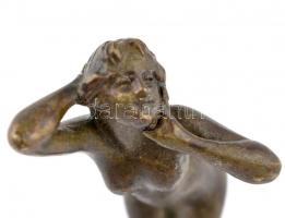 Faun és nő, 2 db réz szobrocska, m: 8,5 cm