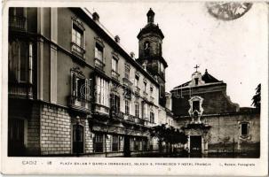 1935 Cádiz, Plaza Galan y Garcia Hernandez, Iglesia S. Francisco y Hotel Francia / square, church, hotel