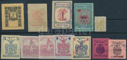 Debrecen 13 db okmánybélyeg, közte különlegességek / fiscal stamps