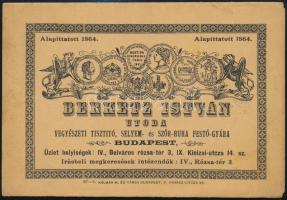 cca 1890 Berketz István vegyészeti tisztító és ruha gyár reklám nyomtatvány.
