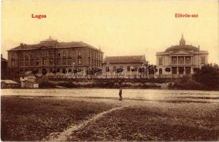 Lugos, Lugoj; Eötvös sor, Főgimnázium, Színház, Klein Miksa üzlete. W. L. (?) 319. / high school, theater, shop