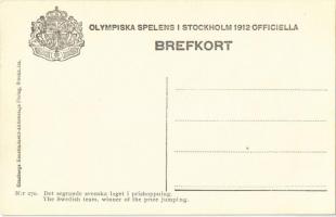 1912 Stockholm, Olympiska Spelens Officiella. Nr. 270. Det segrande svenska laget i prishoppning / 1...