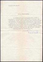 1975 Passuth László (1900-1979) író saját kézzel aláírt levele egy írószövetségi tagnak