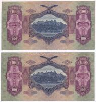 1930. 100P (2x) sorszámkövetők, csillagos sorozatszám T:I- egyiken törés nélküli hajtás