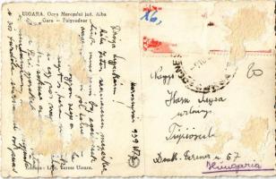 1939 Marosújvár, Uioara, Ocna Mures; Vasútállomás, vasutasok, gőzmozdony, vonat / Gara / Bahnhof / r...