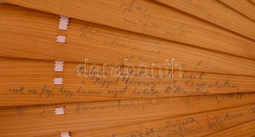 cca 1890-1905 Régi fa legyező, német és magyar nyelvű feljegyzésekkel, emlékező sorokkal, ajánlásokk...