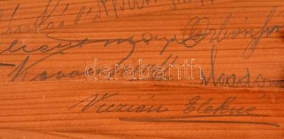 cca 1890-1905 Régi fa legyező, német és magyar nyelvű feljegyzésekkel, emlékező sorokkal, ajánlásokk...