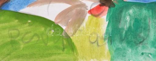 Cs. Németh Miklós (1934-2012):  Mozgásban, akvarell, papír, jelzett, 15×37 cm