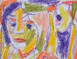 Cs. Németh Miklós (1934-2012): Lányok, pasztell, karton, jelzett, 14×41 cm