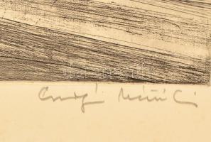 Csurgói Máté Lajos (1931-2001): Kaposvár. Színezett rézkarc, papír-karton, jelzett, 27×40 cm