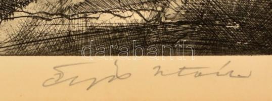 Olvashatatlan jelzéssel: Halászbárkák. Rézkarc-karton, jelzett, 29×39 cm