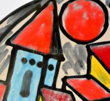 Reguly iparművész falitál, kézzel festett mázas kerámia, jelzett, hibátlan, d: 28 cm