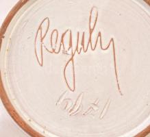 Reguly iparművész falitál, kézzel festett mázas kerámia, jelzett, hibátlan, d: 28 cm