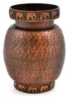 Iparművész elefántos váza, réz, jelzés nélkül, m: 14 cm