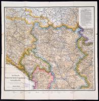 1914 A szerb-osztrák-magyar határvidék térképe. 64x65 cm