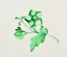 Herendi porcelán zöld virágmintás tál, kézzel festett, jelzett, kis kopásnyomokkal, d: 27,5 cm