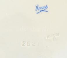 Herendi porcelán zöld virágmintás tál, kézzel festett, jelzett, kis kopásnyomokkal, d: 27,5 cm