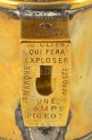 Lampe-Pigeon réz petróleum lámpa jelzett, búrával 25 cm