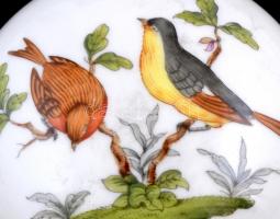 Herendi Rotschild mintás bonbonier, kézzel festett, jelzett, kis kopásnyomokkal, d: 9 cm, m: 6 cm