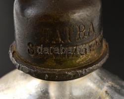 cca 1930 Tátra Szikvízgyár, régi feliratos szódásüveg, feliratos fejjel, alján csorbákkal, m: 26,5 c...