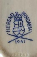 Herendi virágmintás porcelán kosárka, kézzel festett, jelzett, hibátlan, m: 8,5 cm