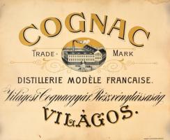 Cognac, Világosi Cognacgyár Rt., reklámplakát, Kellner és Mohrlüder, Budapest, felcsavarva, kis szakadással, szélein foltos, 40,5×50,5 cm