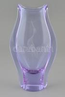 Formába üntött, hámozott üveg váza daru figurával Hibátlan. 25 cm