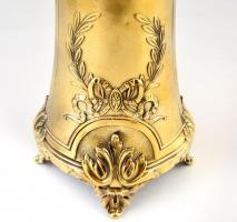 Szecessziós réz asztali váza üvegbetéttel 34 cm