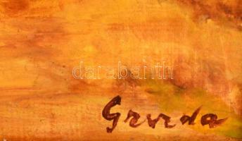 Gruzda jelzéssel: Őszi hangulat. Olaj, farost, hibás keretben, 62×45 cm