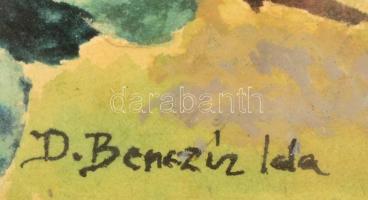 Benczúr jelzéssel: Virágok. Akvarell, papír, üvegezett keretben, 11,5×19 cm