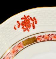 Herendi Apponyi mintás süteményes tányérok kézzel festett, jelzett, hibátlan, d: 16,5 cm (6×)