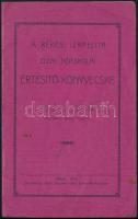 1922-1926 A békési izraelita elemi népiskola értesítőkönyve és bizonyítványa