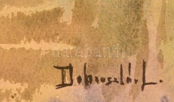 Dobroszláv jelzéssel: Vízpart. Akvarell, papír, 31×45 cm