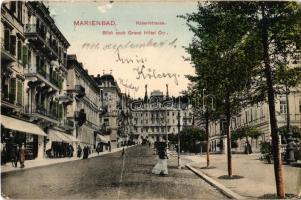 1911 Mariánské Lázne, Marienbad; Kaiserstrasse, Blick nach Grand Hotel Ott / street, hotel (fa)
