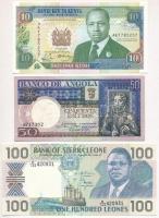 Angola 1973. 50Esc + 1990. Kenya 10Sch + Sierra Leone 100L T:I,I- Angola 1973. 50 Escudos + 1990. Kenya 10 Schillings + Sierra Leone 100 Leones C:UNC,AU