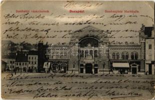 1906 Budapest I. Bomba tér (ma Batthyány tér), Budai vásárcsarnok, Wirth Antal, Petz Ágoston, Schiller György üzlete, dohánybolt. M. T. és F. I. Koch és Pór 517. (EK)