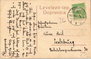 1910 Zimony, Semlin, Zemun; Elisabet perivoj / Erzsébet sétatér, Ortodox templom. W. L. 906. / park,...