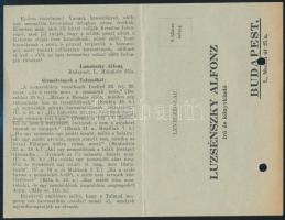 cca 1930-1940 Luzsénszky Alfonz Talmud-fordítása, antiszemita hangvételű reklámlap