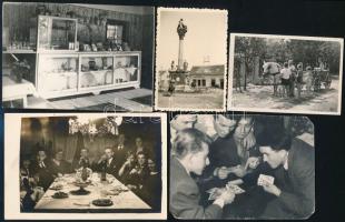 cca 1920-1965 Vegyes fotó tétel, közte: vadász, fogathajtó verseny, stb., 21 db, vegyes méretben