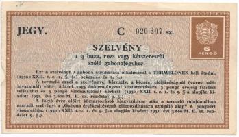 1931. 6P gabonajegy C szelvény T:III