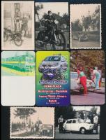 cca 1930-1985 Vegyes közlekedési fotó és nyomtatvány tétel, 17 db, különböző méretekben