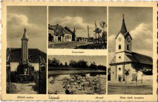 1941 Tárnok, Hősök szobra, emlékmű, utca, strand, fürdőzők, Római katolikus templom (apró szakadás / tiny tear)