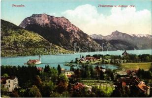 1911 Gmunden, Traunstein u. Schloss Ort / mountain, castle, lake