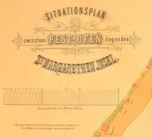 1872 Halácsy Sándor (1837-1885): "Pest Buda közt fekvő Szt. Margit Sziget térképe", német ...